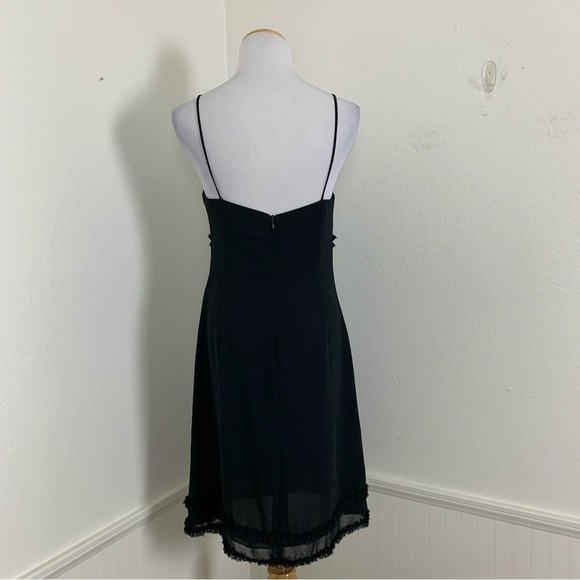 Vintage CDC Petites Y2K 90s Ruffle Spaghetti Strap Little Black Dress - Picture 5 of 14